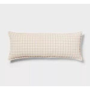 Gingham OS Oblong Dec Pillow Khaki/Ivory - Threshold - NEW